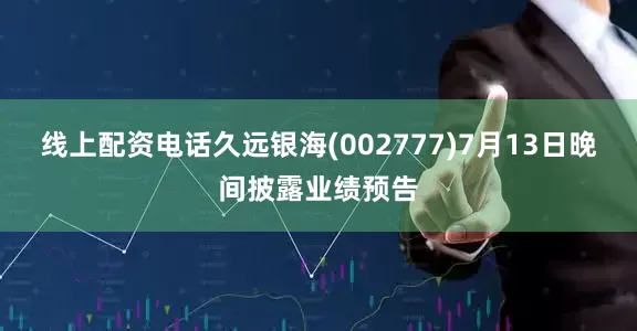 线上配资电话久远银海(002777)7月13日晚间披露业绩预告