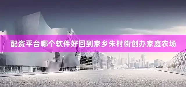 配资平台哪个软件好回到家乡朱村街创办家庭农场